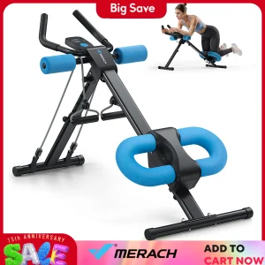 MERACH Ab Machine Adjustable Trainer Workout Foldable Knee Protection