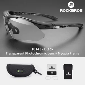 ROCKBROS Photochromic Cycling Glasses, UV400 Sports Eyewear, Ultralight Riding MTB Sunglasses